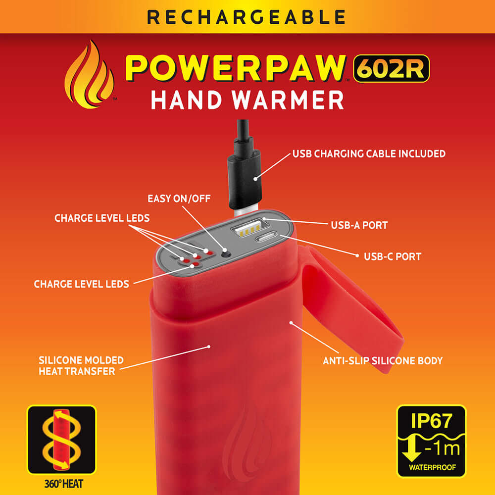 POWERPAW 602R IP67 Waterproof Rechargeable Hand Warmer
